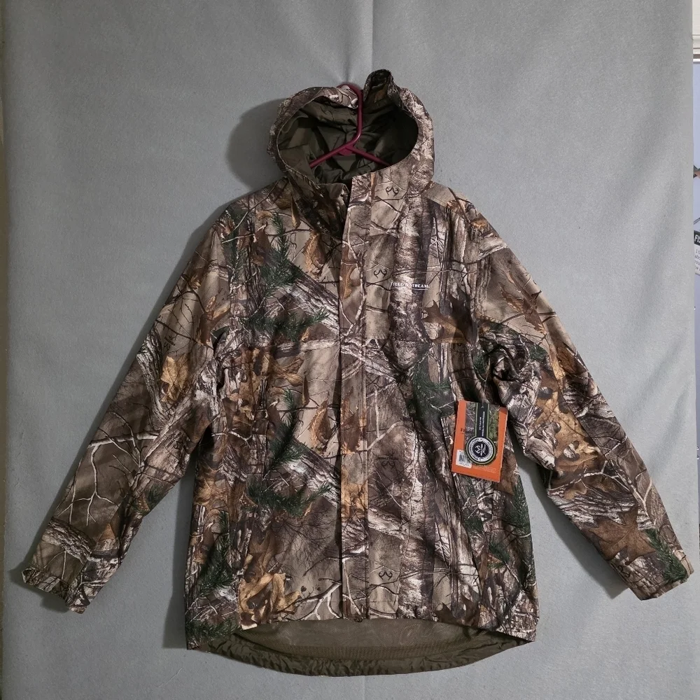 NWT Field & Stream Mens RealTree Hydroproof Camo Rain Jacket Size Medium